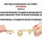 Взгляд психолога на тему Развод. ч.3 Психологические стадии и модели развода Элизабет Кюблер-Росс и Констанции Аронс. Причины, стадии и фазы развода.